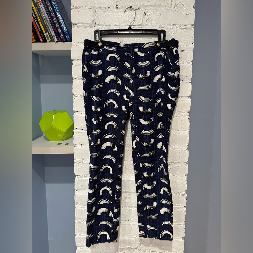 Anthropologie Cartonnier Womens Blue Charlie Brushstroke Trousers‎